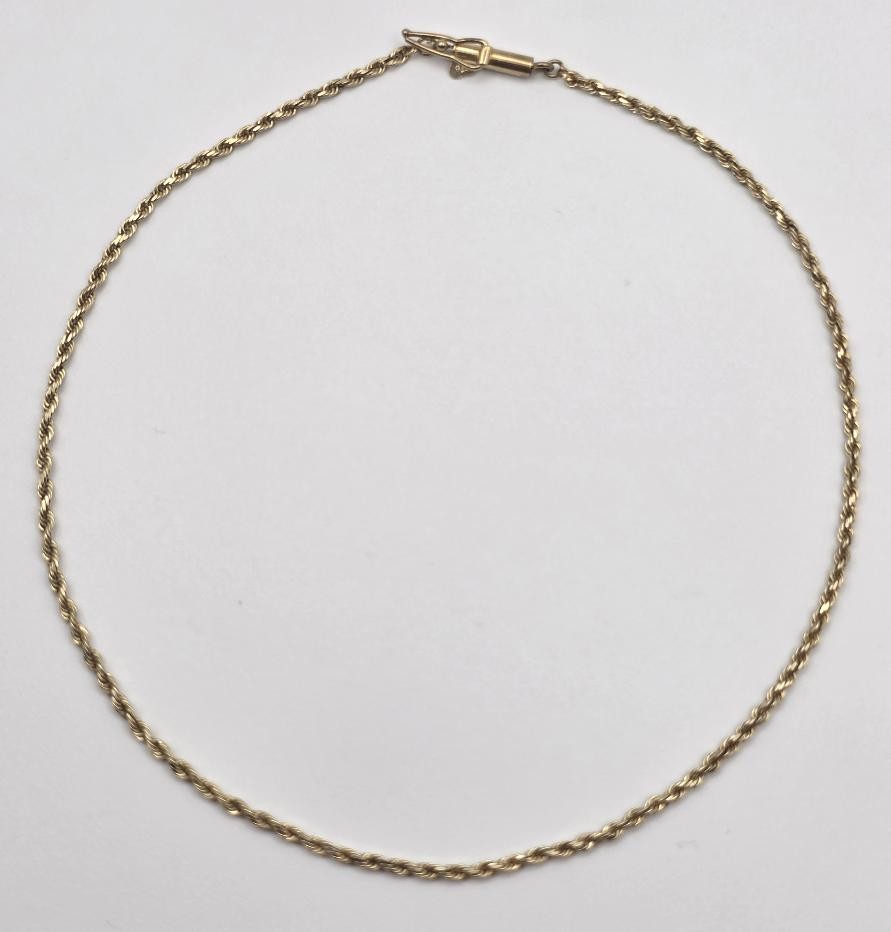 9.75″ 10K Yellow Gold 1.5mm Diamond-Cut Rope Link Ankle Bracelet Anklet w Safety