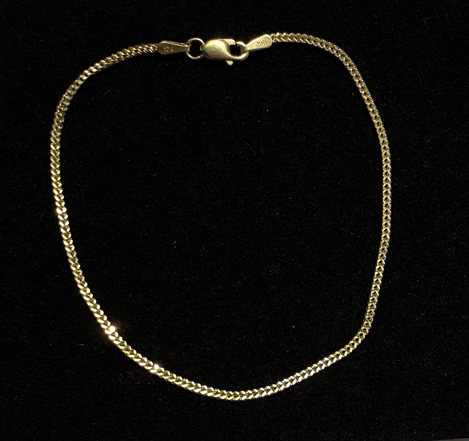 Franco Box Link Chain Bracelet 7in Solid 10kt Yellow Gold 1.4mm Brand New