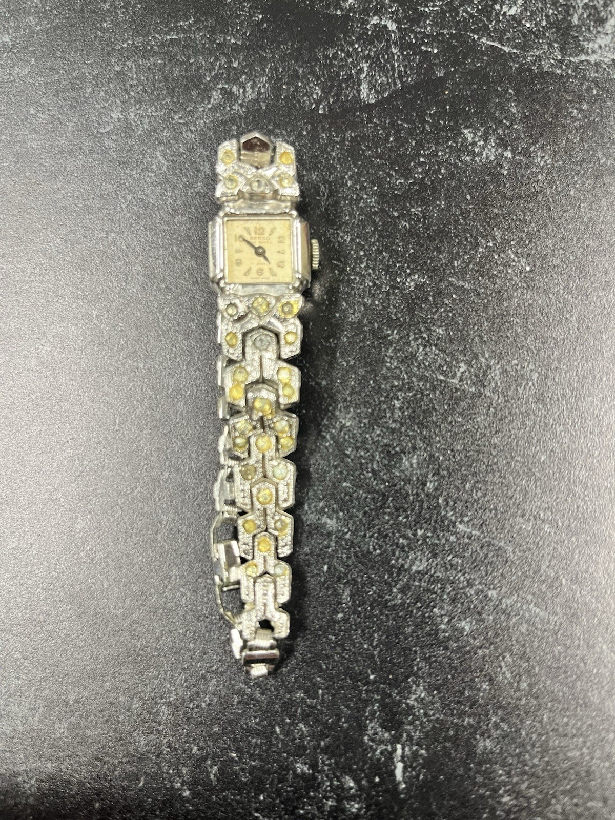 Vintage Berco 17 Jewel Ladies Rhinestone Cocktail Watch With Case