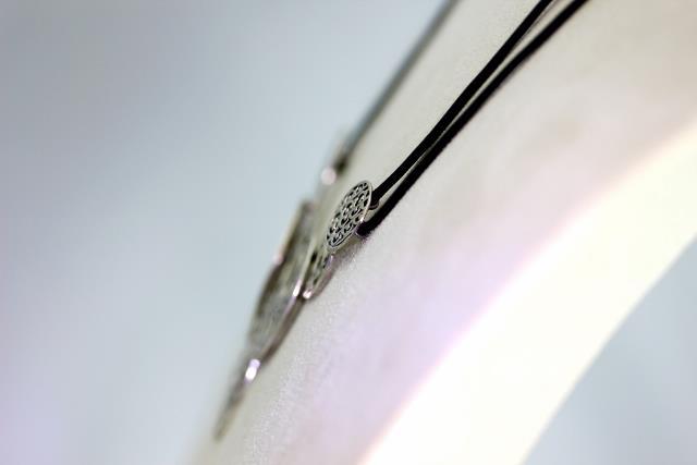 Silpada 925 & Leather Pierce Work CZ Disc Pendant Necklace 18” – 10740