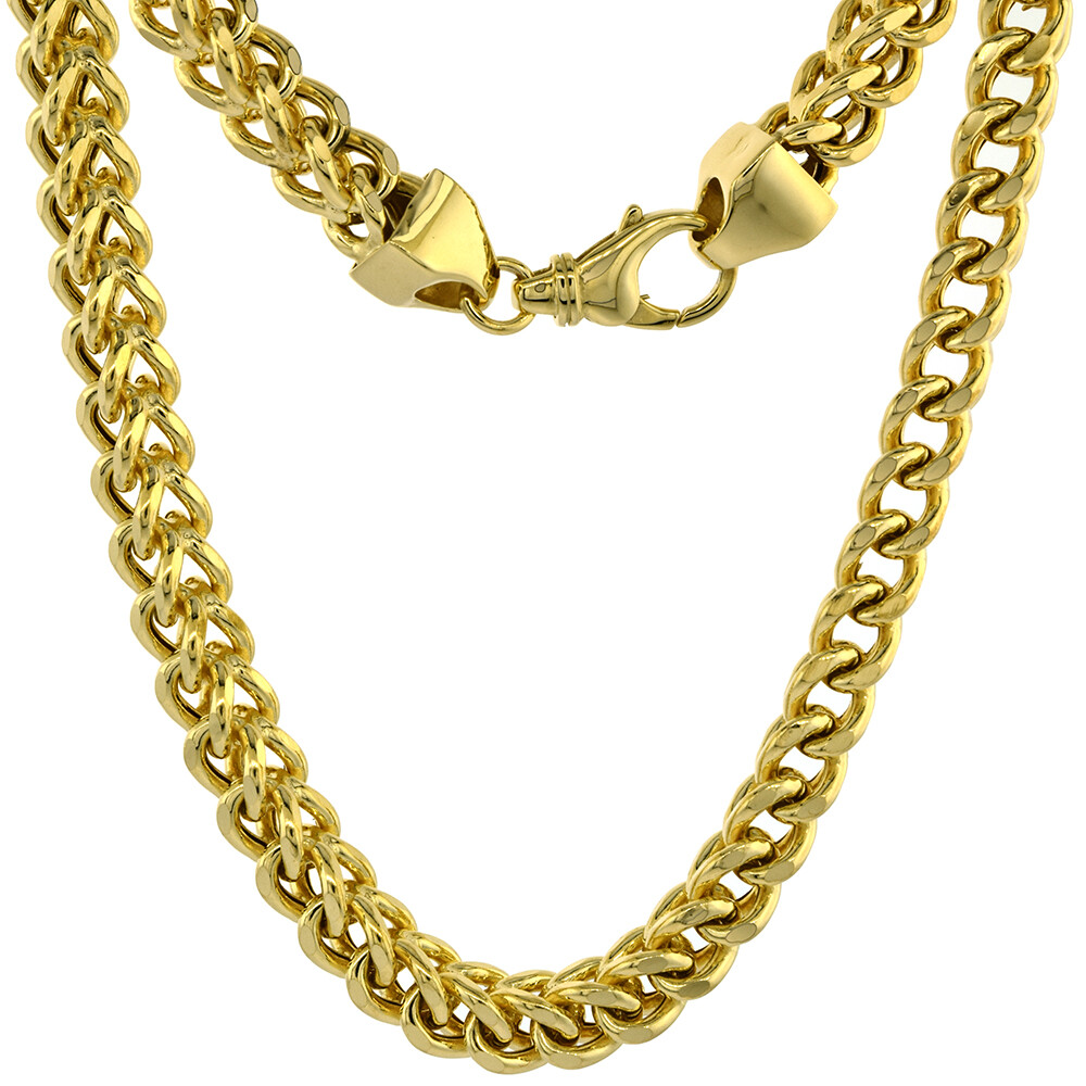 Authentic 10K Hollow Yellow Gold Franco Necklace Chain 6.8mm