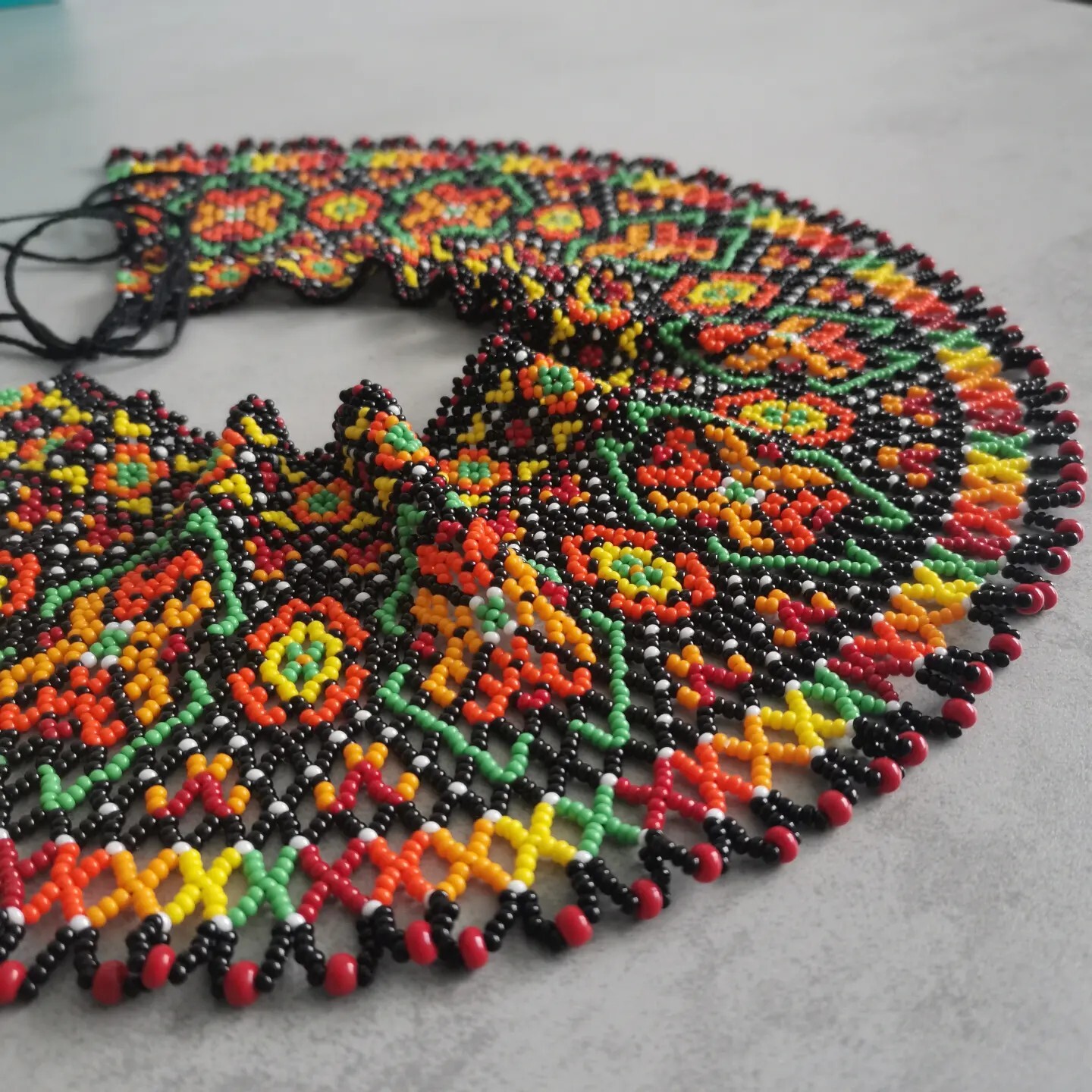 Traditional ukrainian wide beaded necklace collar Seed bead ethnic sylyanka