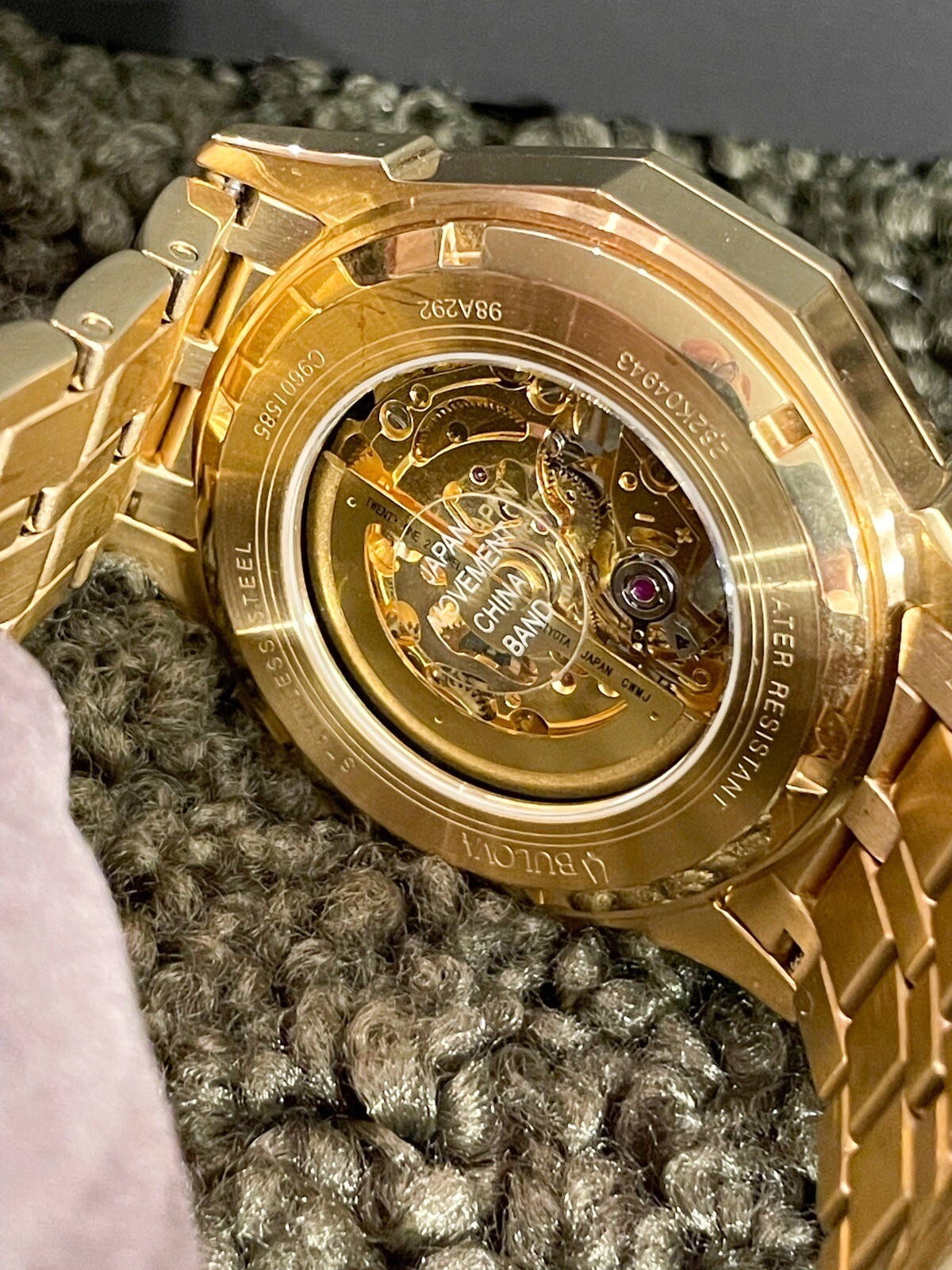 Bulova 98A292 Octava Crystal Gold Tone 42 mm Skeleton Dial Automatic Men’s Watch