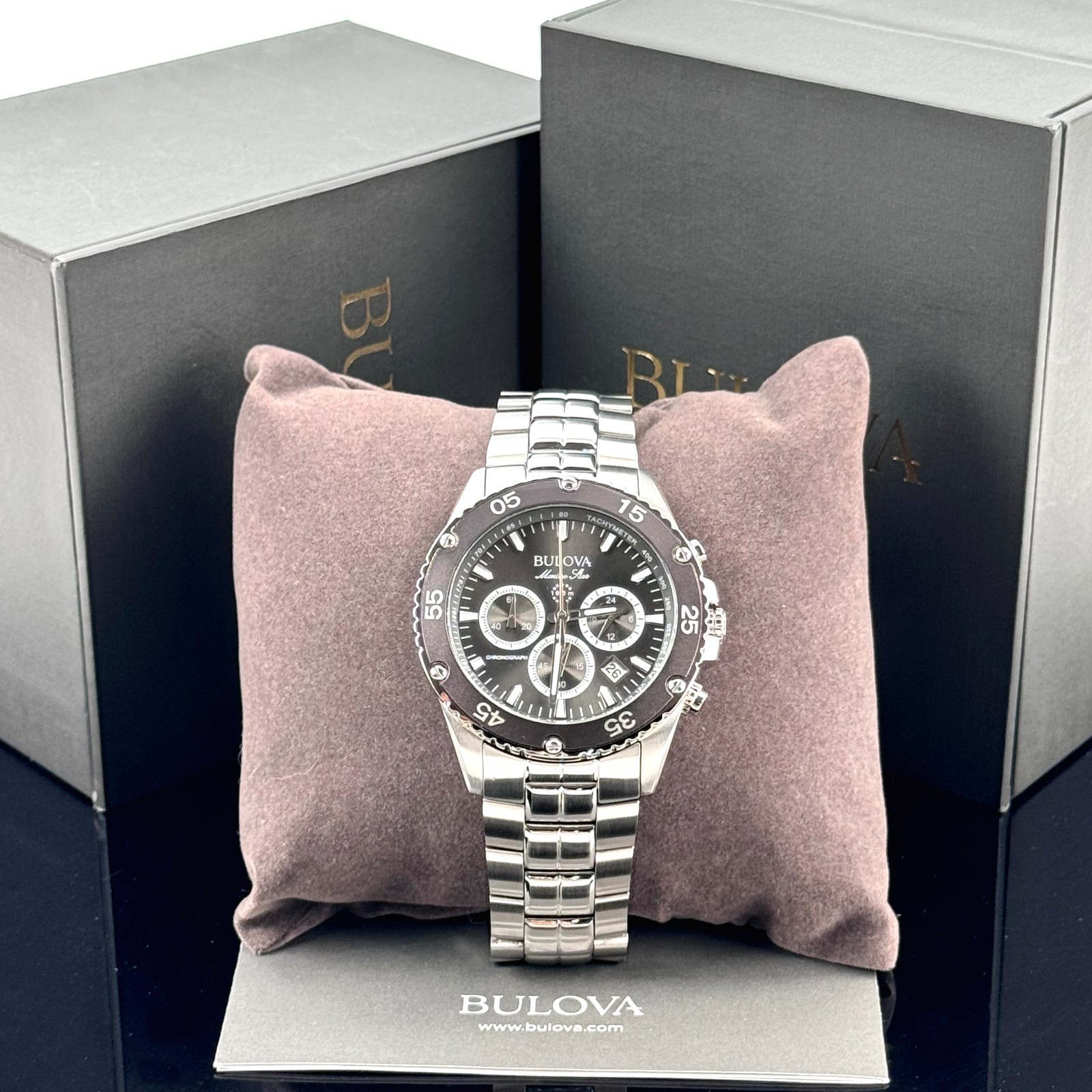 Bulova Men’s Marine Star Classic Black Dial Chronograph Quartz Watch 98B401