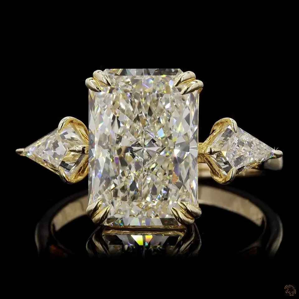 IGI 3 Ct Radiant Lab Grown EF/VS1 Diamond Women Engagement Ring 14K Yellow Gold