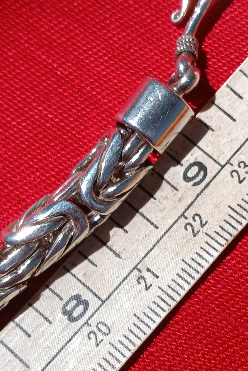 Huge Byzantine Link Rope Chain Bracelet. Solid Sterling Silver 68.3 Grams. 9″