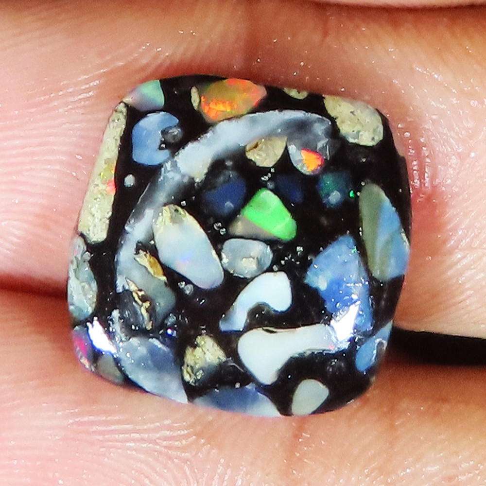 6.15 Cts Ethiopian Composite Opal Cushion Cabochon Gemstone 16x16x3 mm lp-178