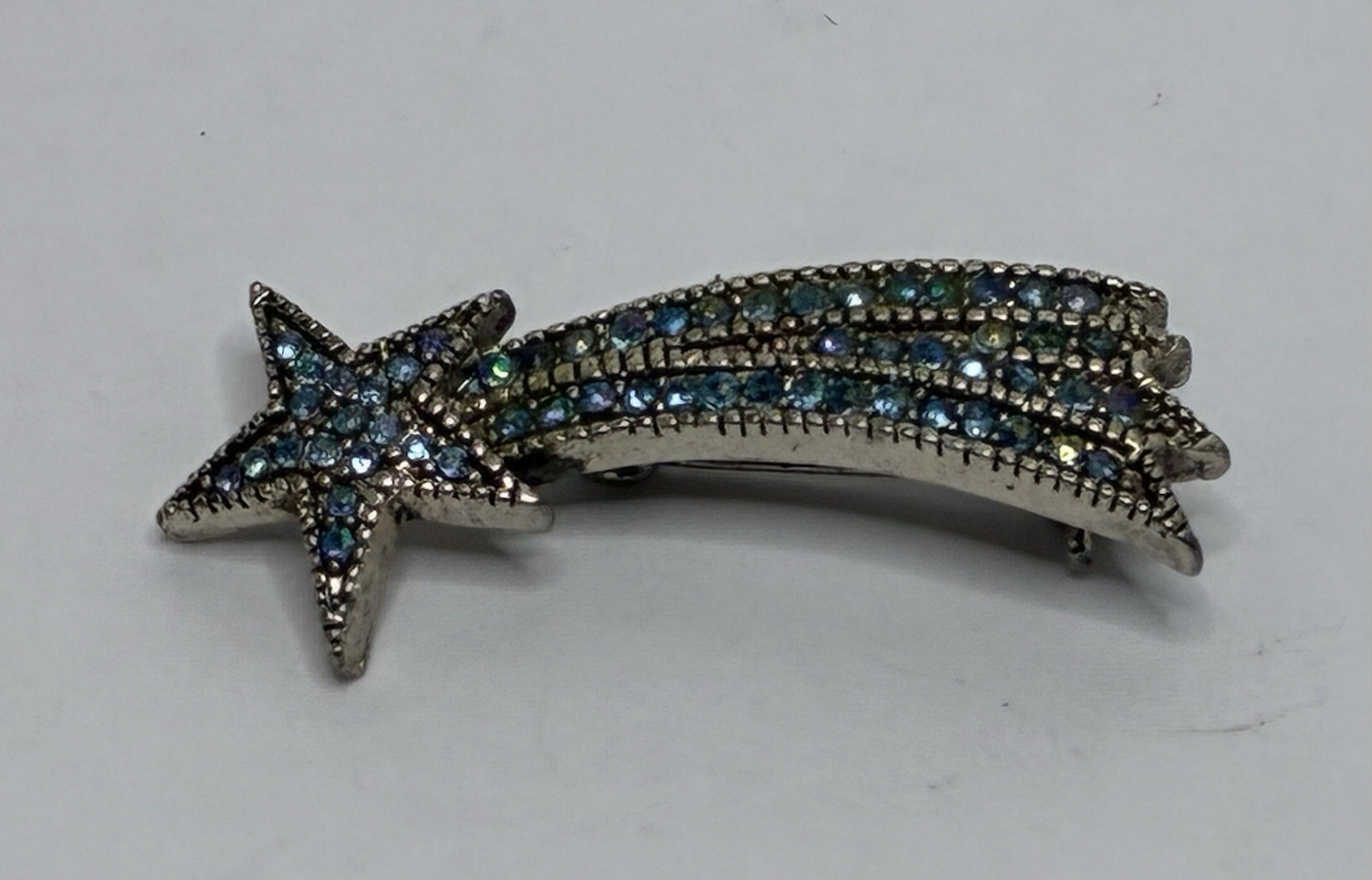 Shooting Star Blue Rhinestones 70’s Disco Era Brooch