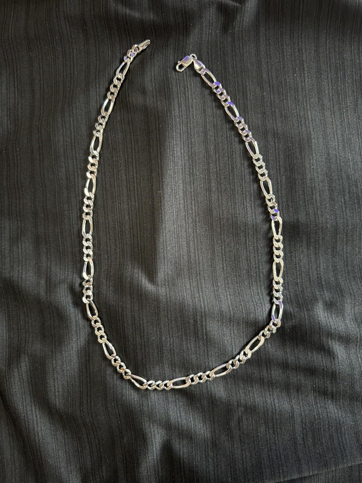 Sterling Silver 925 Figaro Chain 22” Necklace 39 Grams