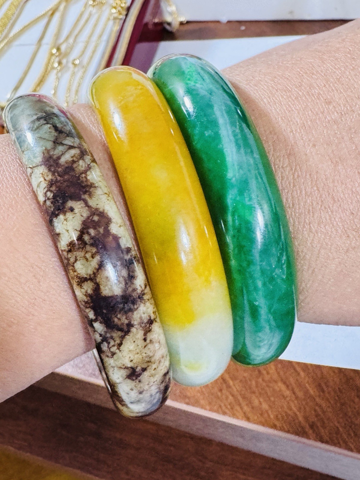 New Burmese Jade High Grade Brown Bangle Fits 5.5”-7.5”/16-18cm 49.13g 12.7/13mm