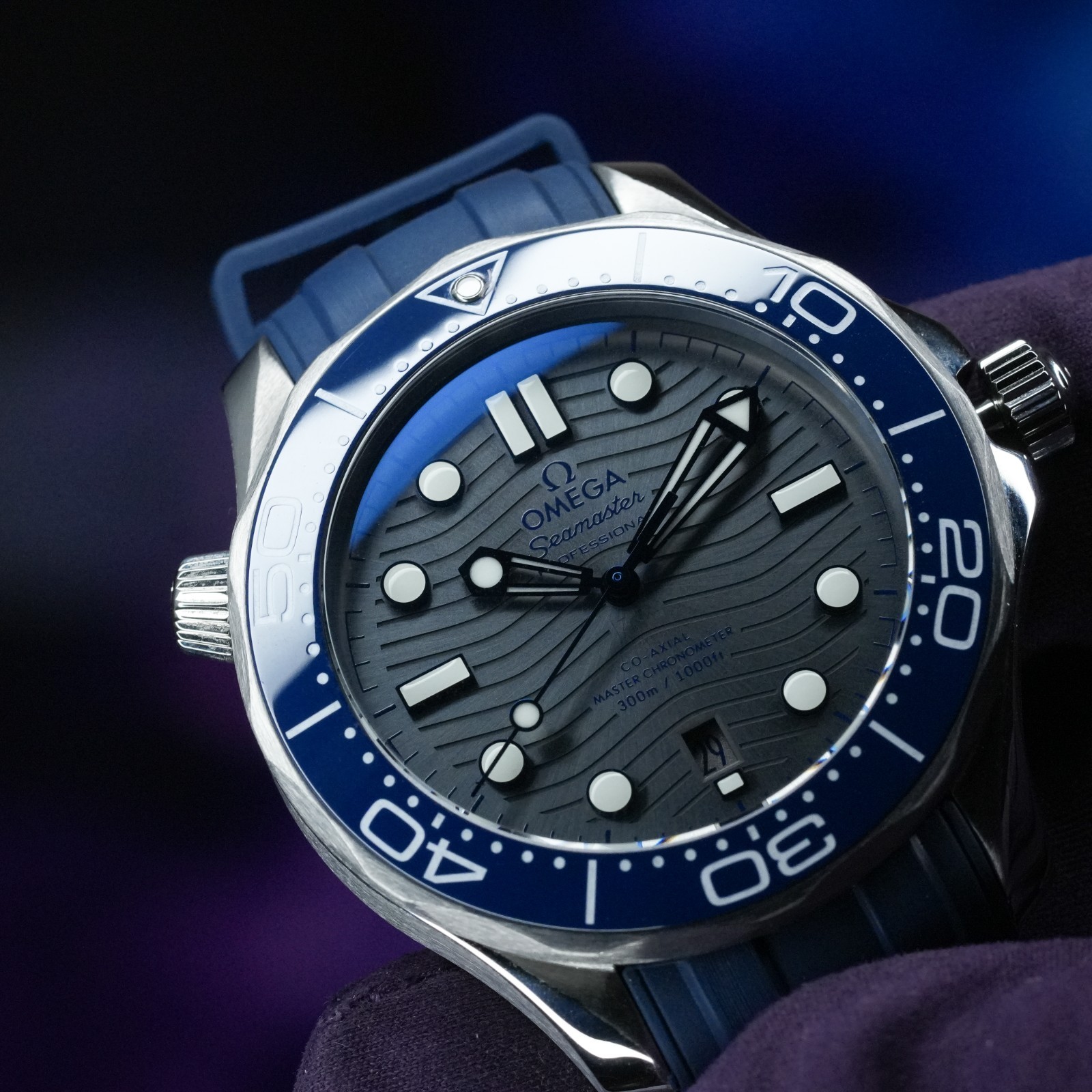 2022 OMEGA Seamaster Diver 300M 210.32.42.20.06.001 Box And Papers Wave Dial