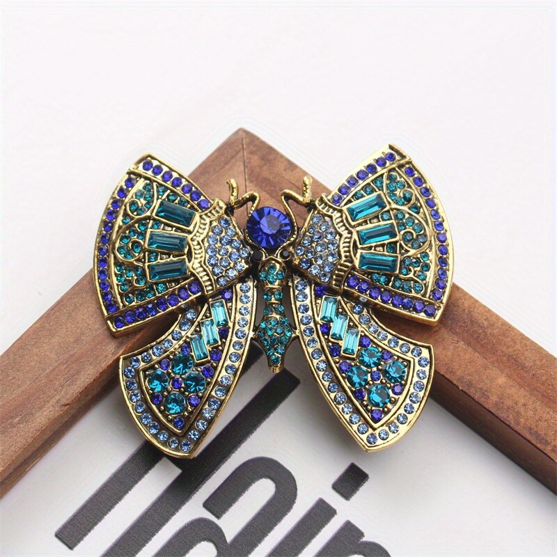 Vintage Luxury Butterfly Brooch with Rhinestones, Novelty Animal Shape Pin