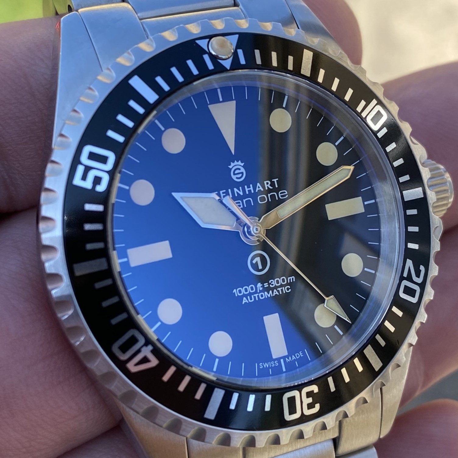 Steinhart Ocean One Vintage Military OVM Black Automatic Diver Watch 42mm