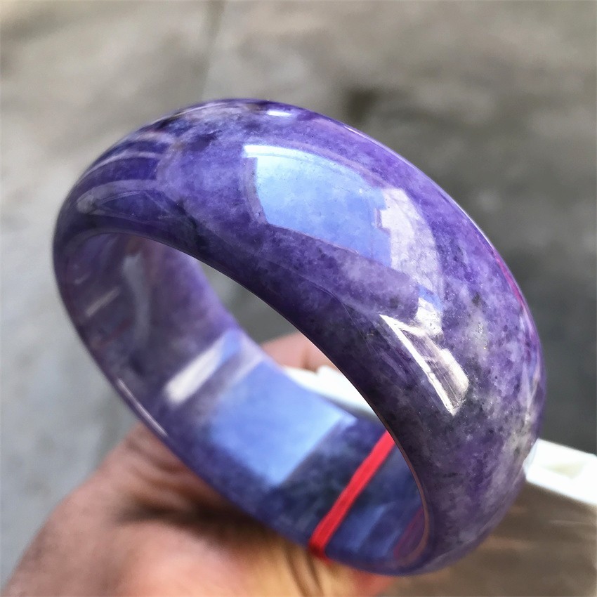 63.5MM Natural Ice Lavender Jadeite Jade Bracelet Burma Wide Jade Bangle