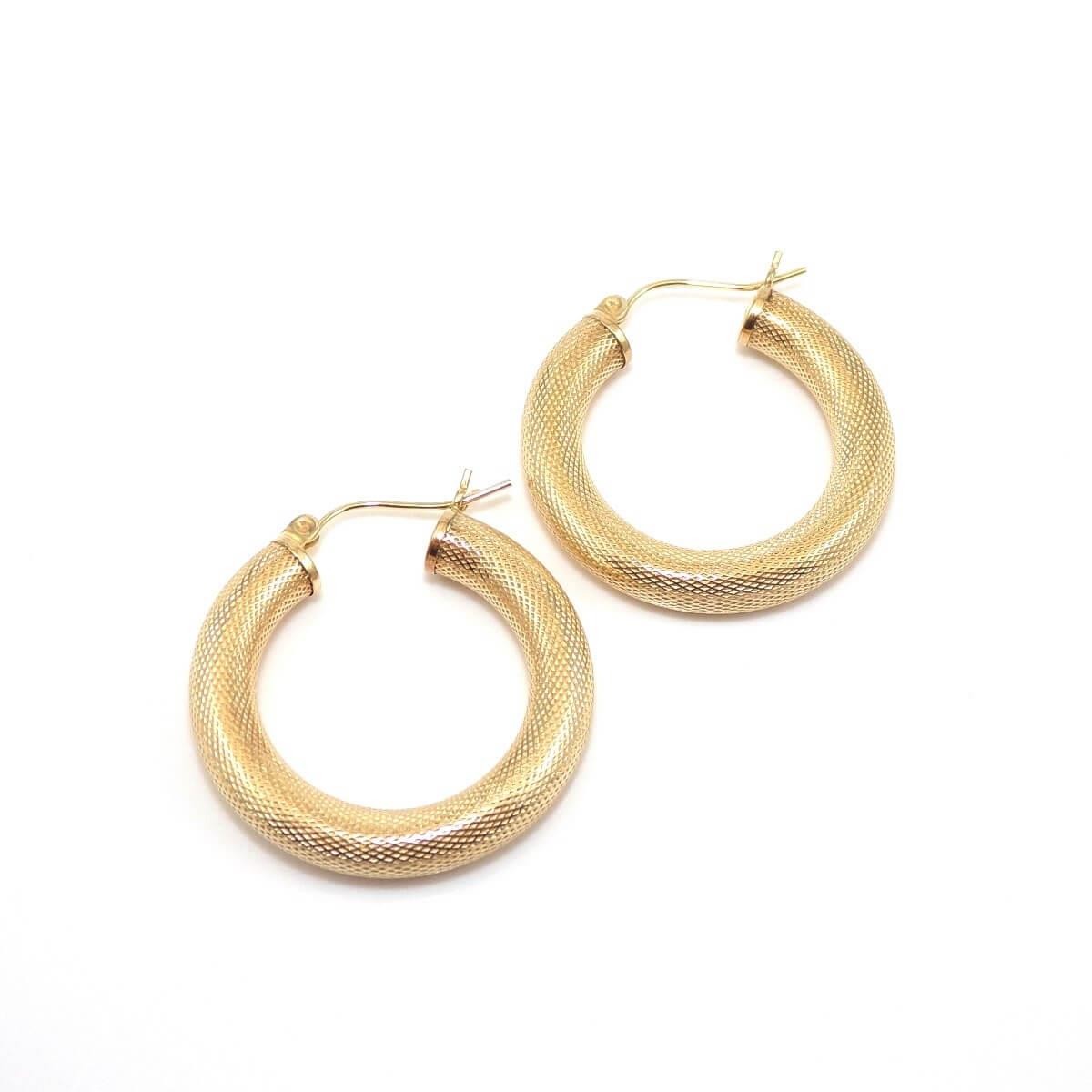 14K Yellow Gold Round Circle Tube Hoop Earrings