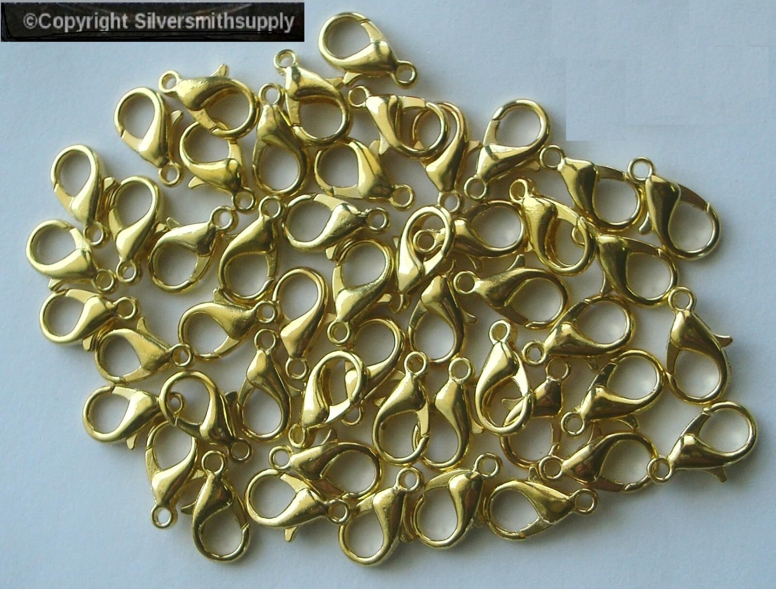 50 Gold plated lobster claw jewelry clasps 14mm larger easy to handle FPC064B