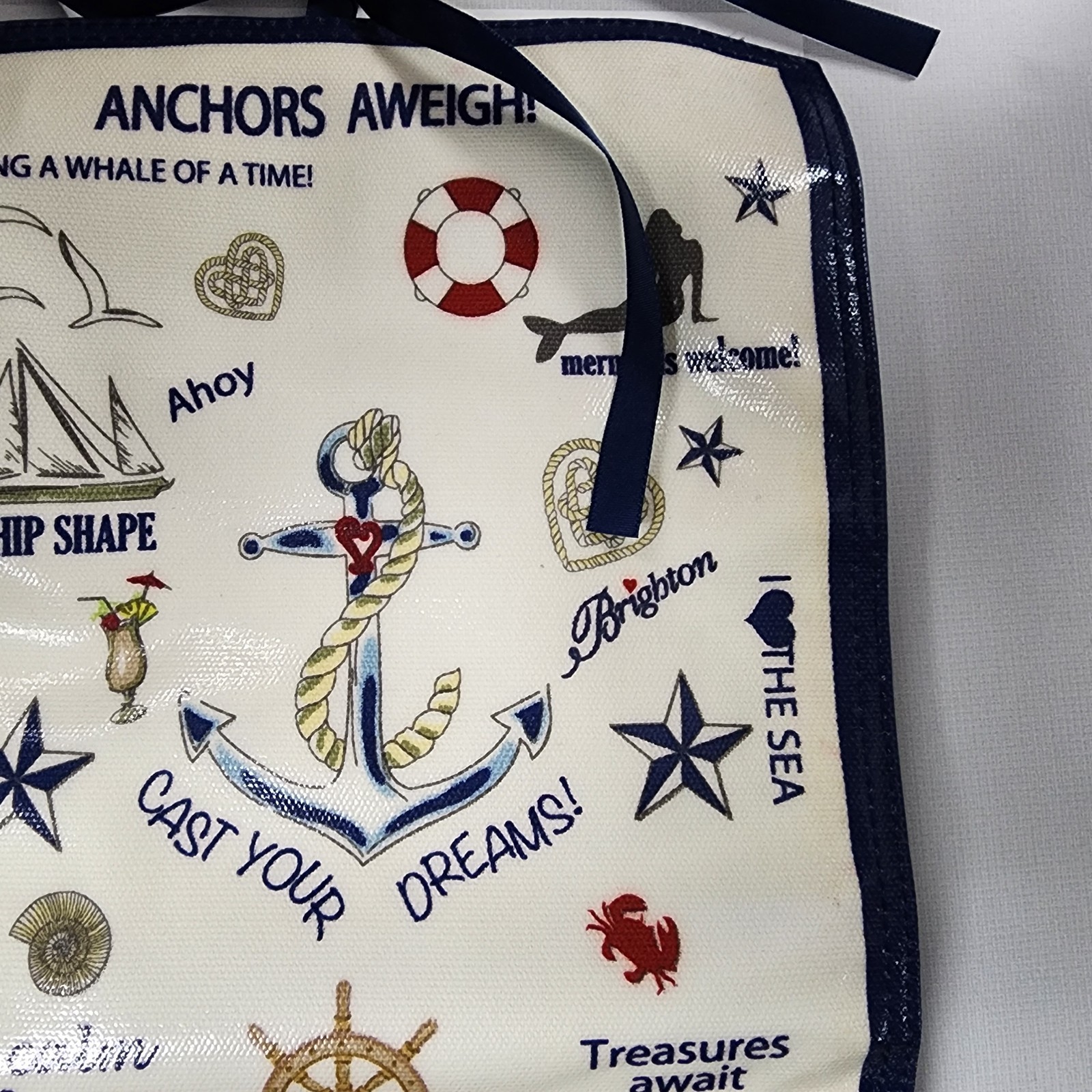 Brighton Nautical Travel Jewelry Roll Blue Velvet Lined Zippered Compartments