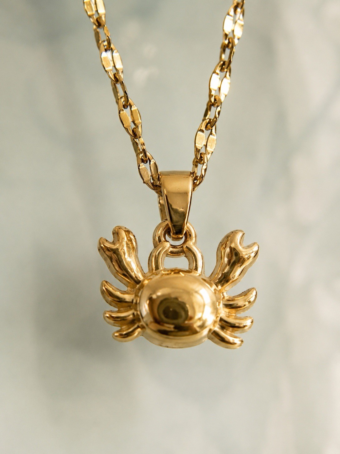 Gold Plated Crab Necklace – Pendant, Minimalist Astrology Jewelry, Adjustable