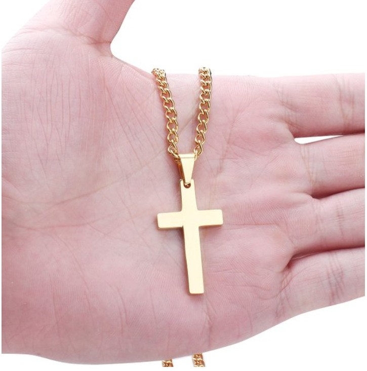 60Cm Cuban Chain With Cross, Mirror Polished, Men’s And Women’s Jewelry