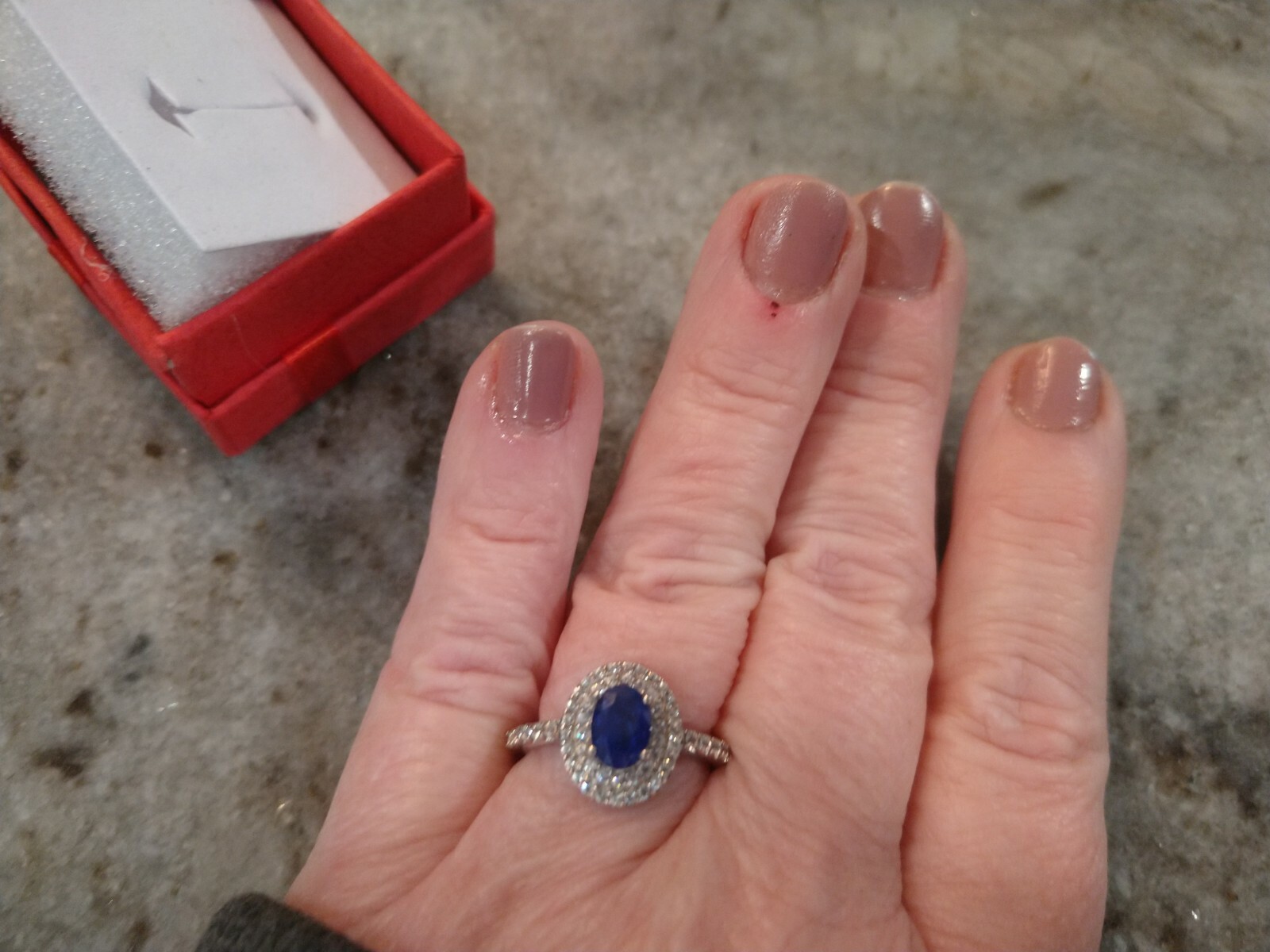 Regal/Elegant 1.60 TCW Diffused BlueSpinel, ZirconDoubleHaloRing/Plat/SS,sz 7,