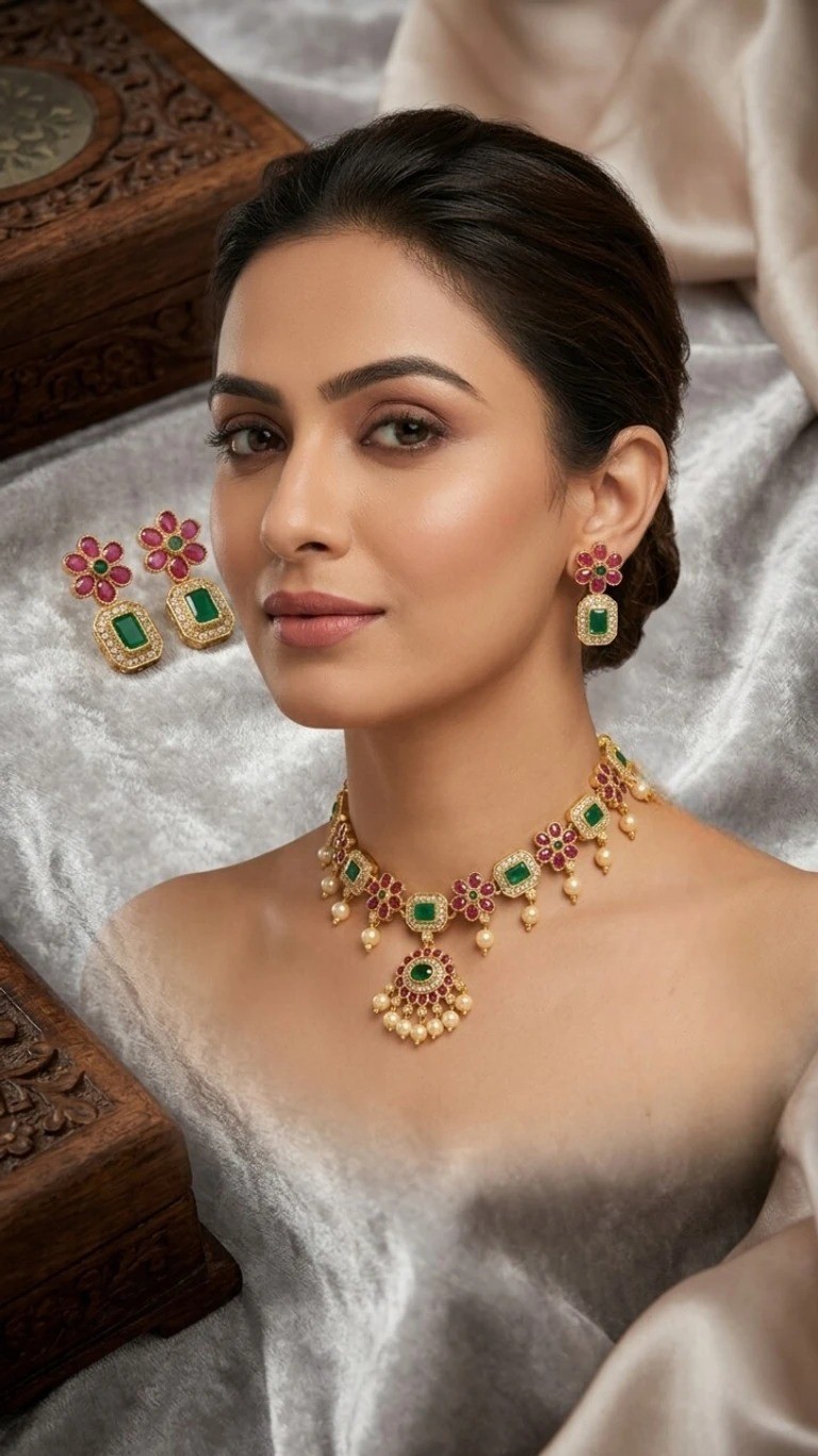 Alloy Gold-plated Multicolor Jewel Set (Pack of 1)