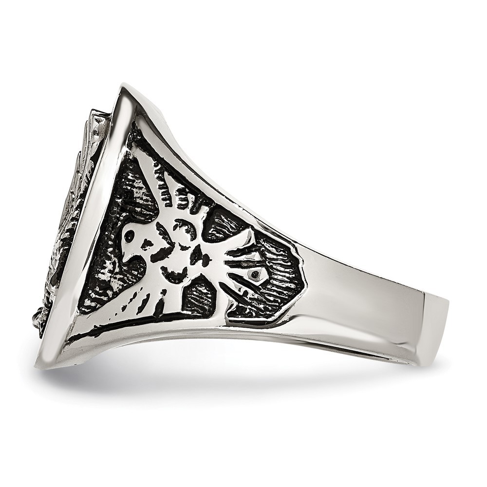 Stainless Steel Polished and Textured Enameled Eagle Ring Size 9 for Men’s
