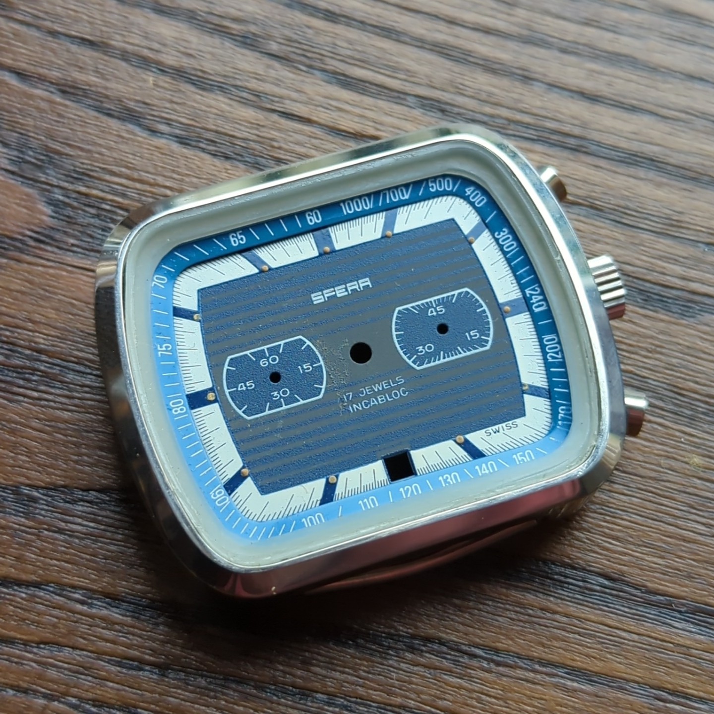1970s Valjoux 7734 Watch Case Spera Dial, Pushers, Crown Parts (S44)