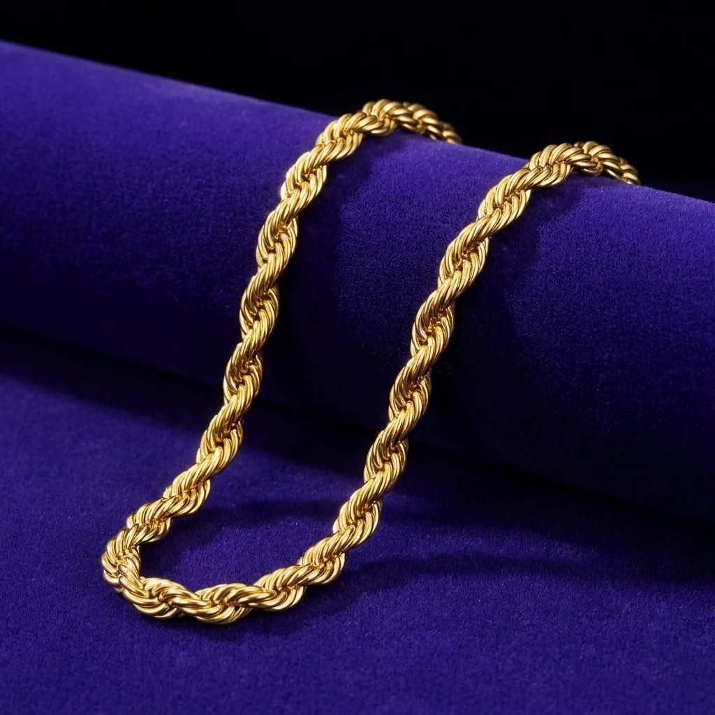 Twisted Rope Chain Necklace Stainless Steel 18-24″ Waterproof Men