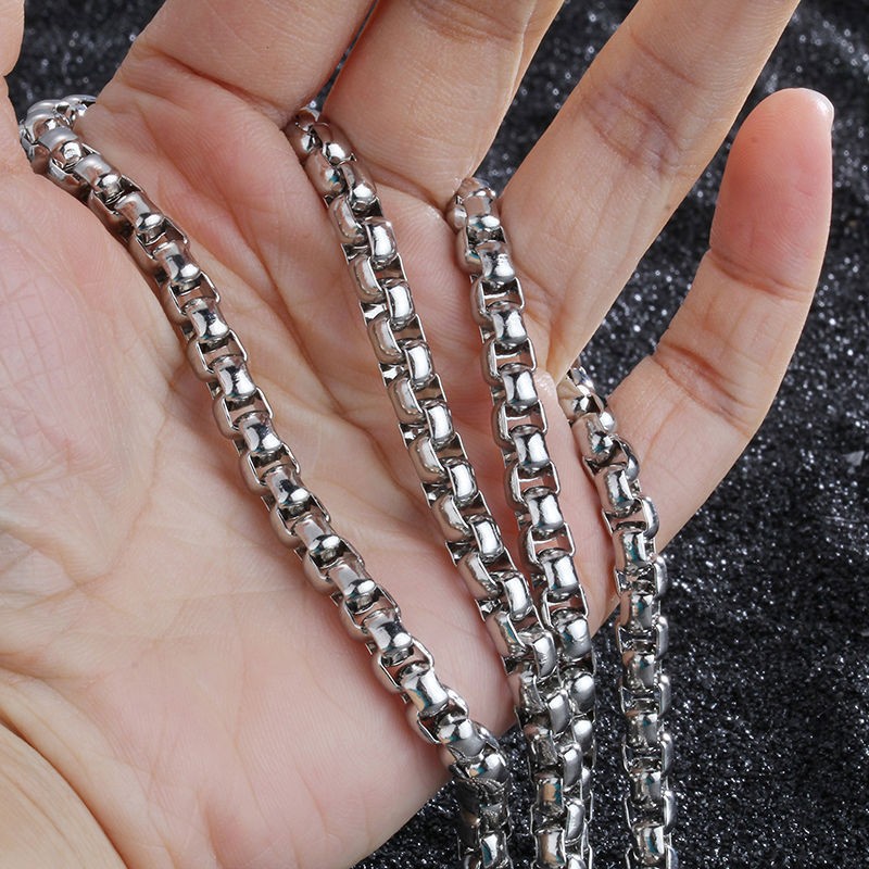 Silver Rolo Box Chain Stainless Steel Necklace Jewel 1/2/3/4/5/7MM For Men Women
