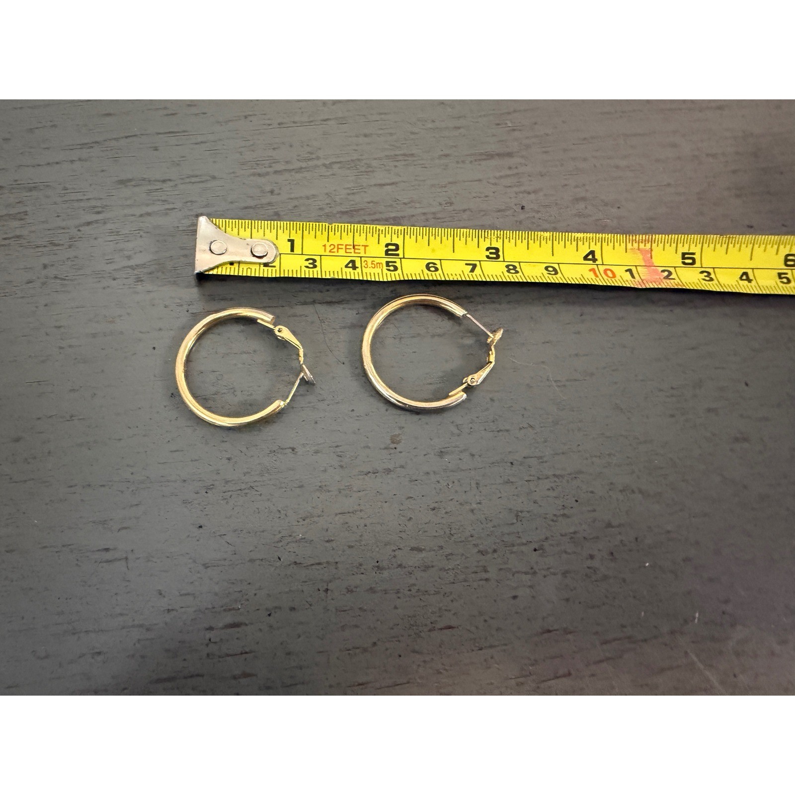 Gold Tone Hoop Earrings Medium Polished Round Latch Back Circular Jewelry