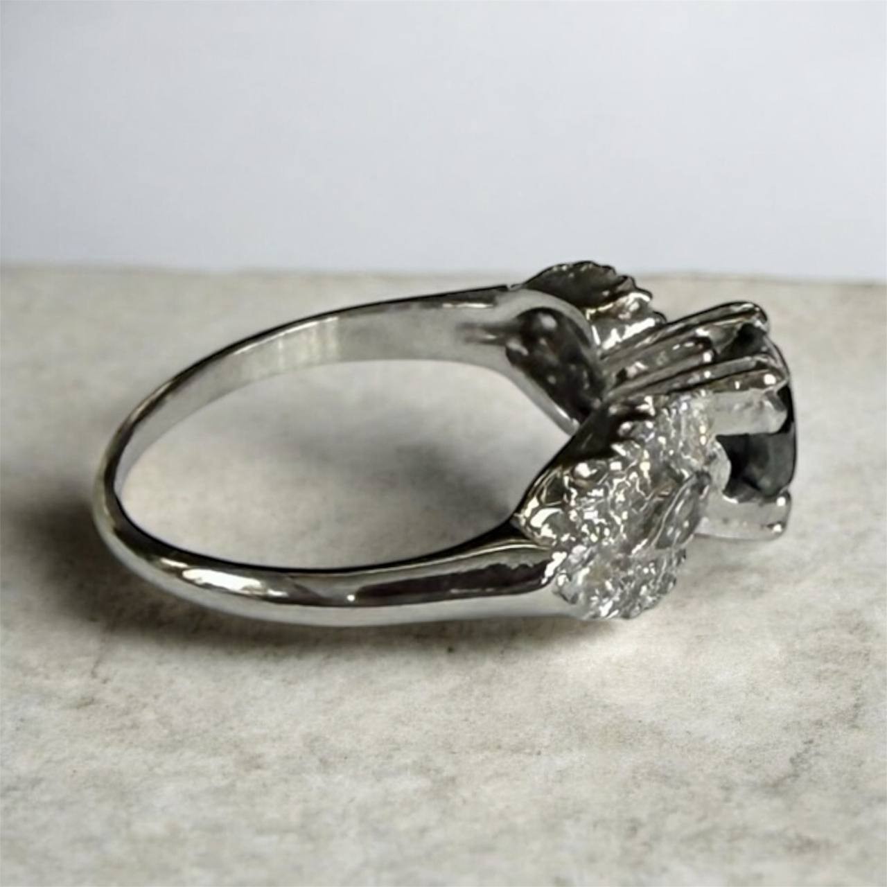 GIA Cert. 0.82ct Treated Fancy Dark Gray-Yellowish Green Diamond Platinum Ring