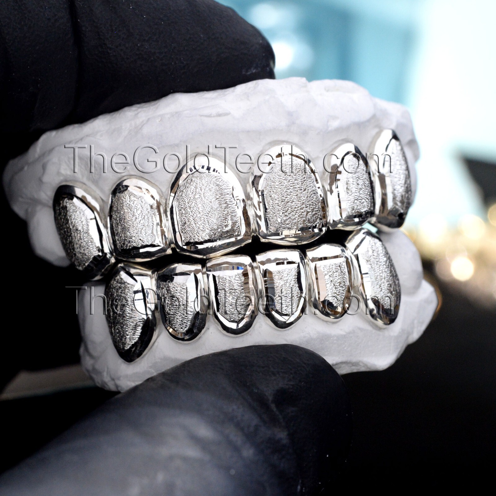 Custom Grillz .925 Sterling Silver Diamon Dust Handmade Real Grill Teeth