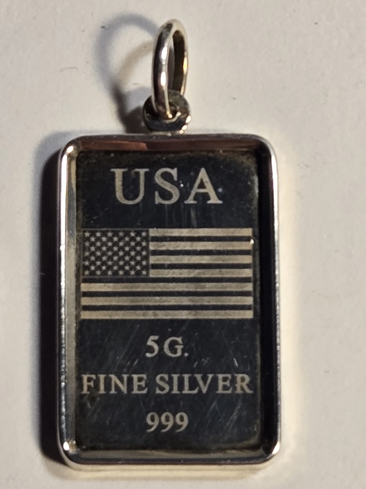 UNOAERRE USA FLAG 5g Fine Silver .999 Rectangle Ingot Pendant