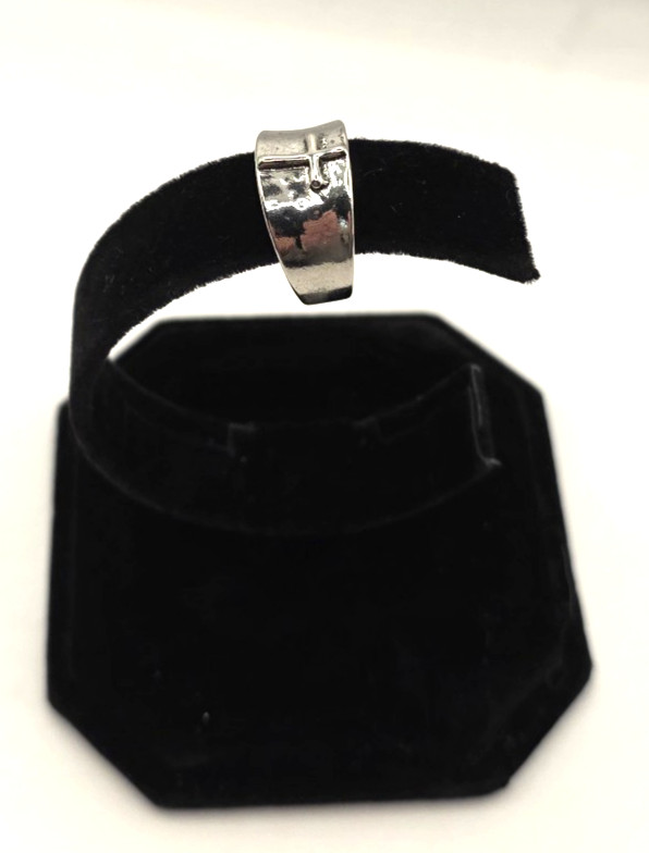 Vintage Style Silver Tone Band Ring Retro Cross Design- Simple Style – Size 8