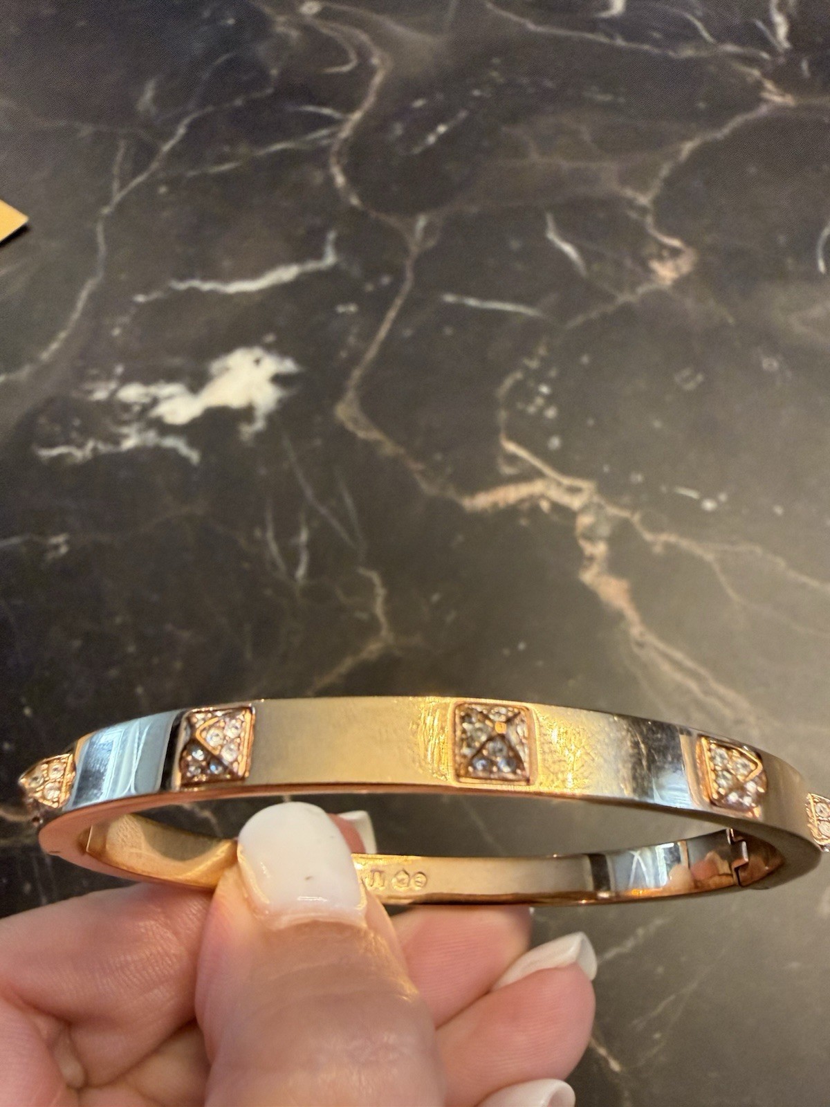 Swarovski Dextera bangle Pavé, White, 18K rose gold plated – Size medium