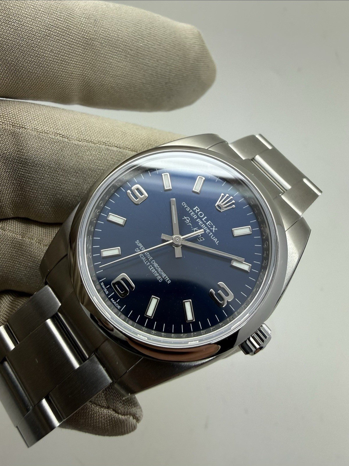 2012 Rolex Airking Oyster Perpetual Blue Dial Stickered NOS NEW 34mm 114200 B+P
