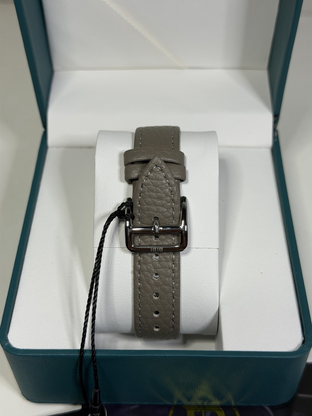 Bibi Luxury Watch Women’s Silver H Inspired Crystal Set Bezel Grey Leather NEW