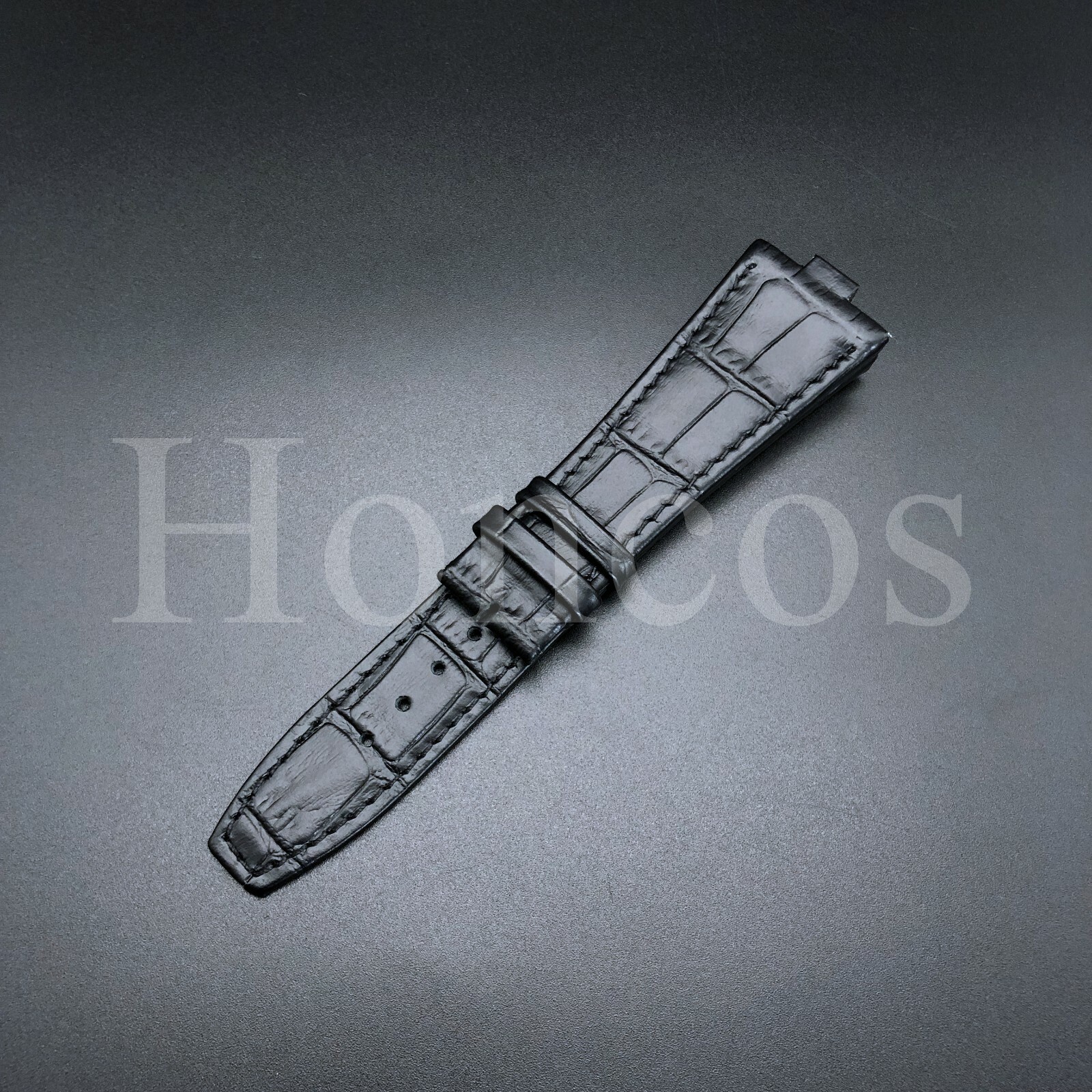 26X18 MM Leather Watch Strap Band Black Fits For VC Overseas