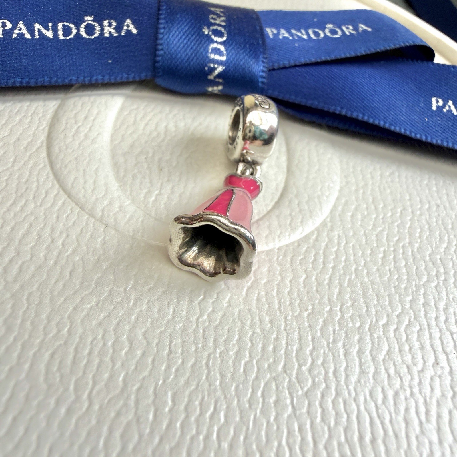 Authentic Pandora Silver Disney Aurora’s Dress Pink Enamel Charm #791921ENMX