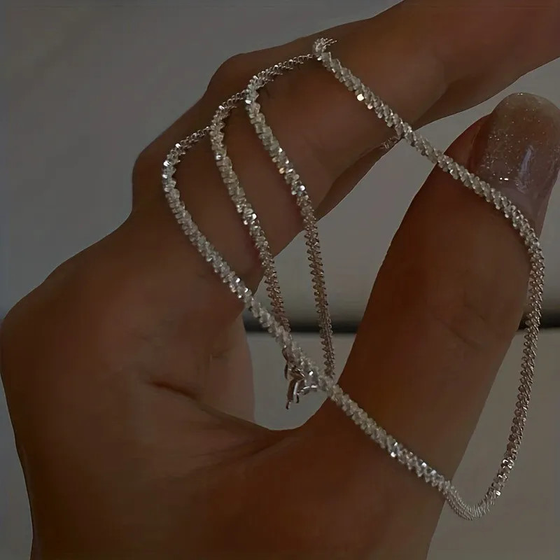 925 Sterling Silver Necklace 2mm Link Chain 40-75cm Adjustable Length Jewelry
