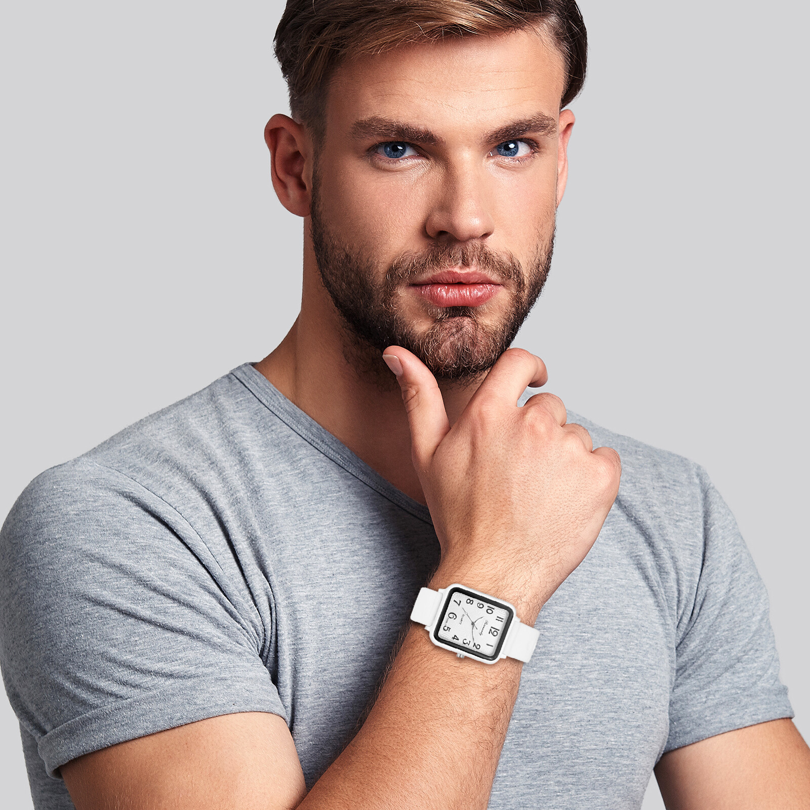 Men Women Boys Girls Sports Silicone Simple Square Dial Teens Quartz Wrist Watch