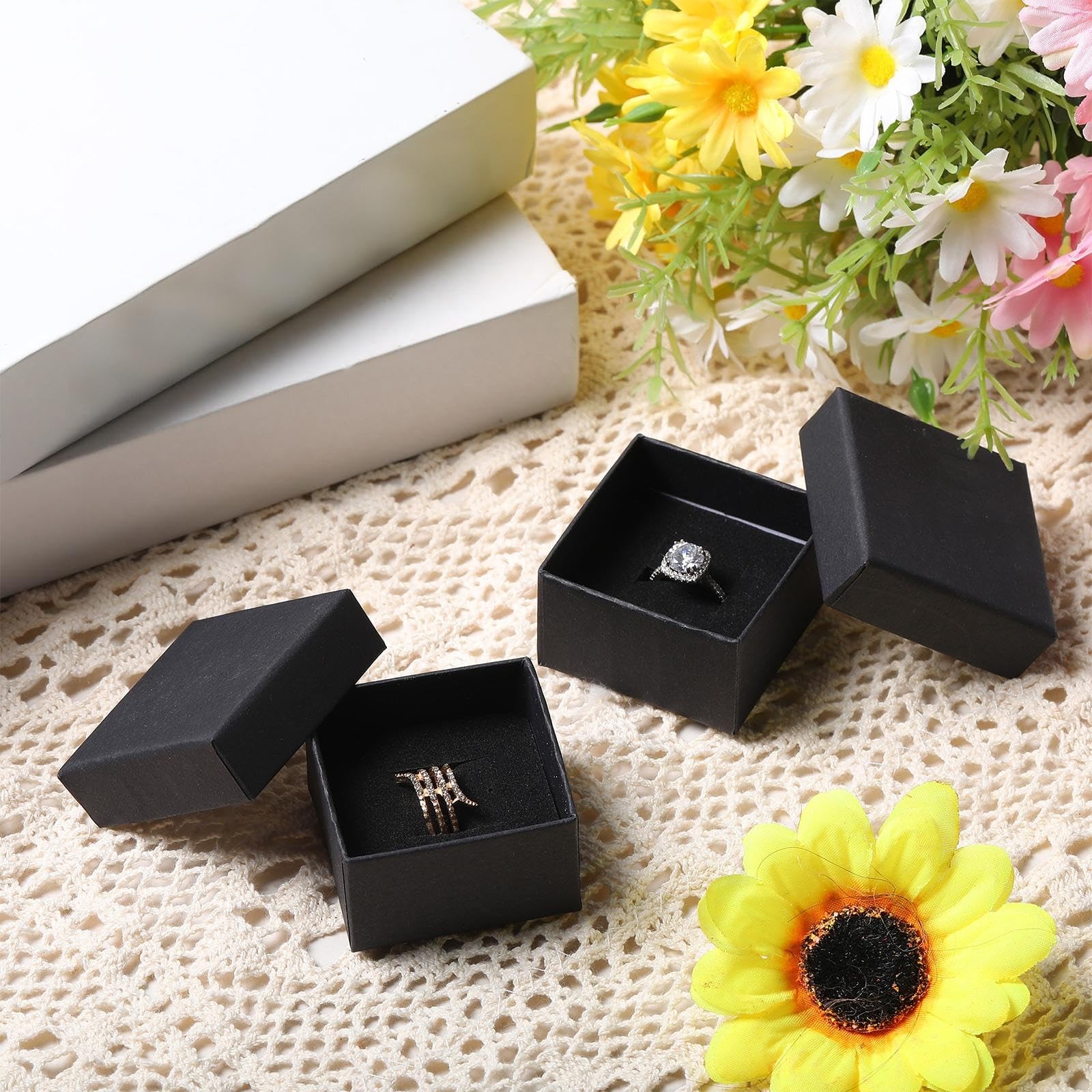 72 Pcs Jewelry Ring Gift Boxes Bulk 2 x 2 x 1.2 Inch Ring Necklace Earring Bo…
