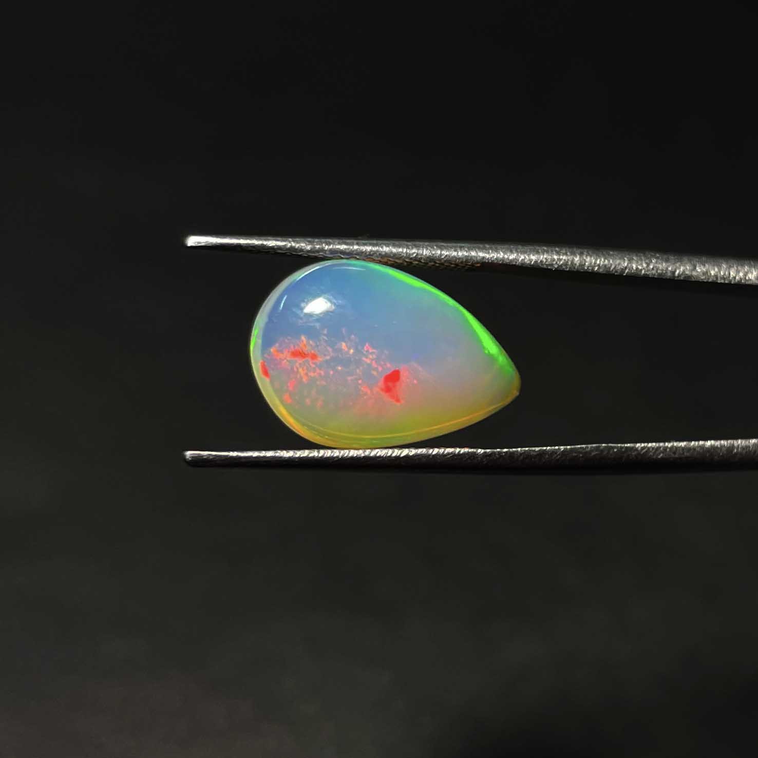 Natural AAA Ethiopian Opal Pear Cabochon Multi Fire Gemstone 9.5×15 MM 3 CT