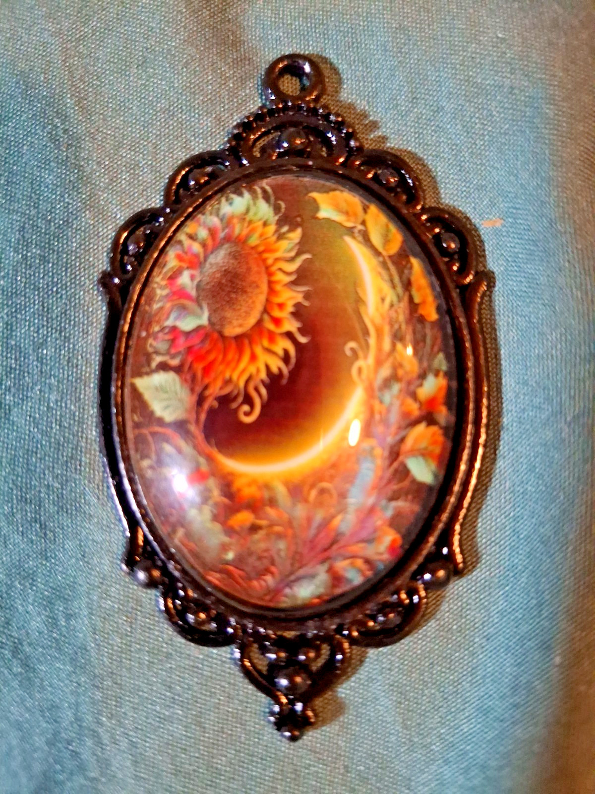 Gothic Necklace Pendant Necklace Cord Celestial Dark Punk Cameo Style Witch Emo