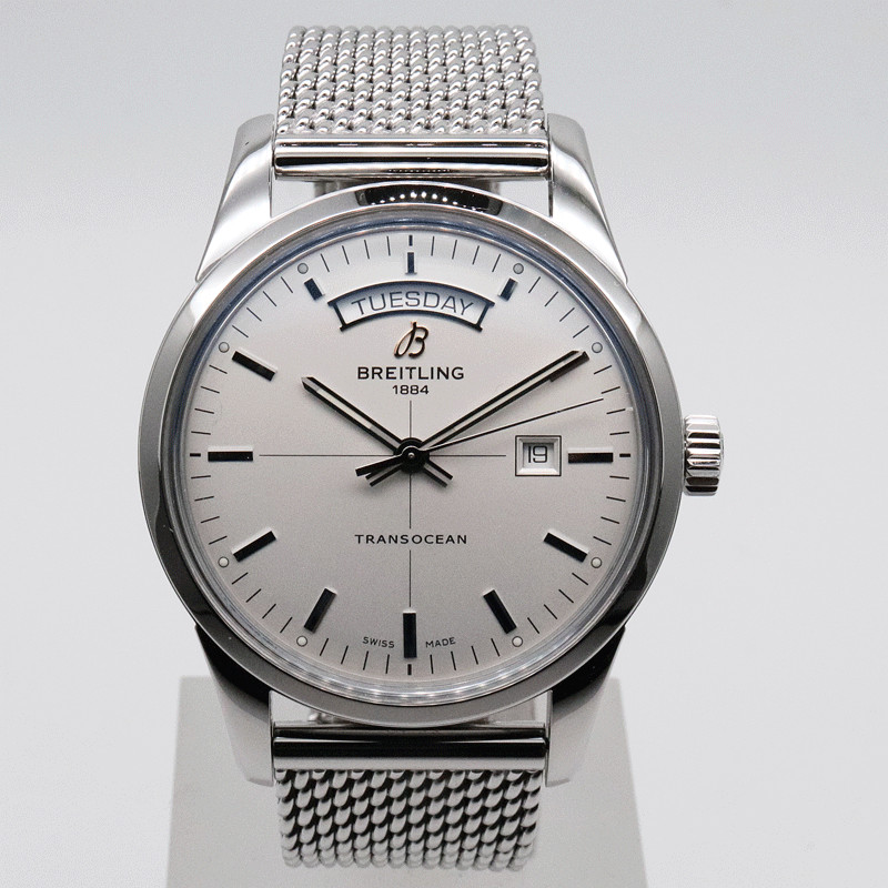 BREITLING Transocean A45310 Day date Silver Dial Automatic Men’s Watch