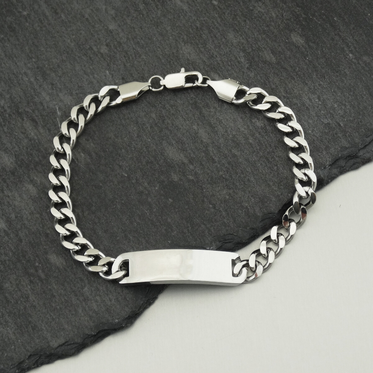 8″ Men’s Curb Chain Identification ID 6mm wide Bracelet, Stainless Steel