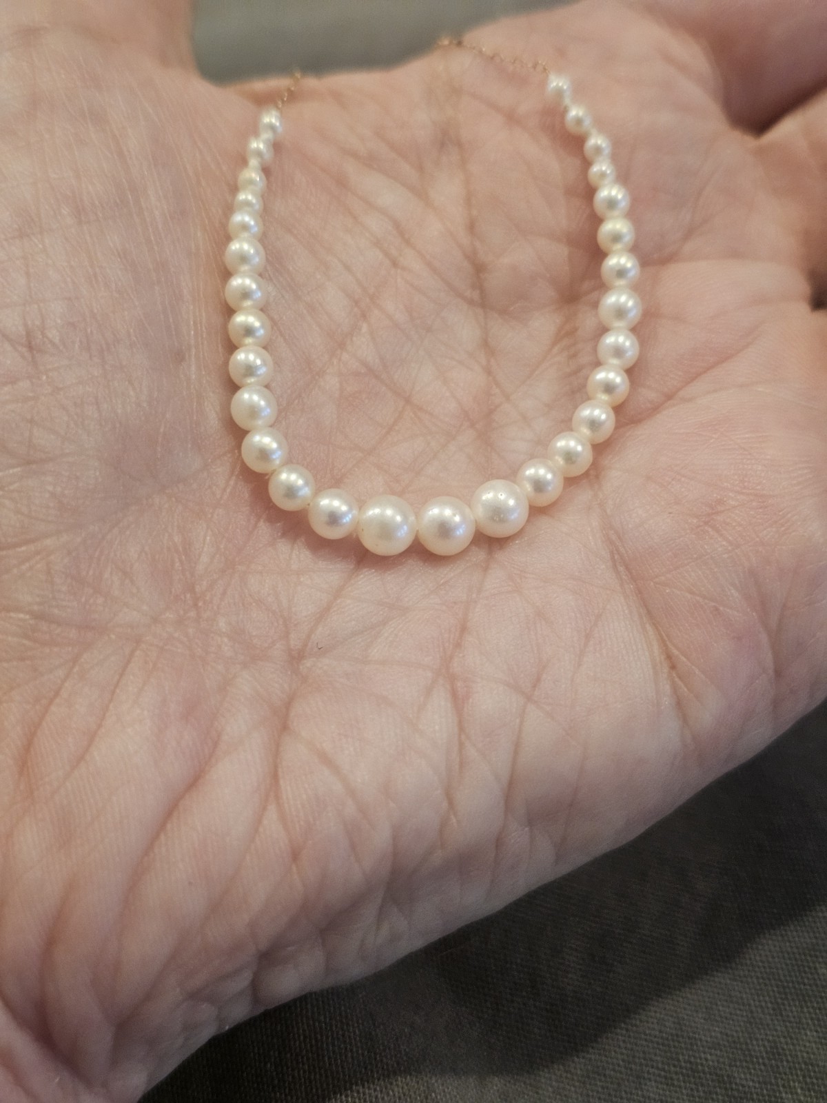 Vintage 14K Gold Graduated Add-A-Pearl Necklace 18″ 29 Pearls Bagley Duluth Box