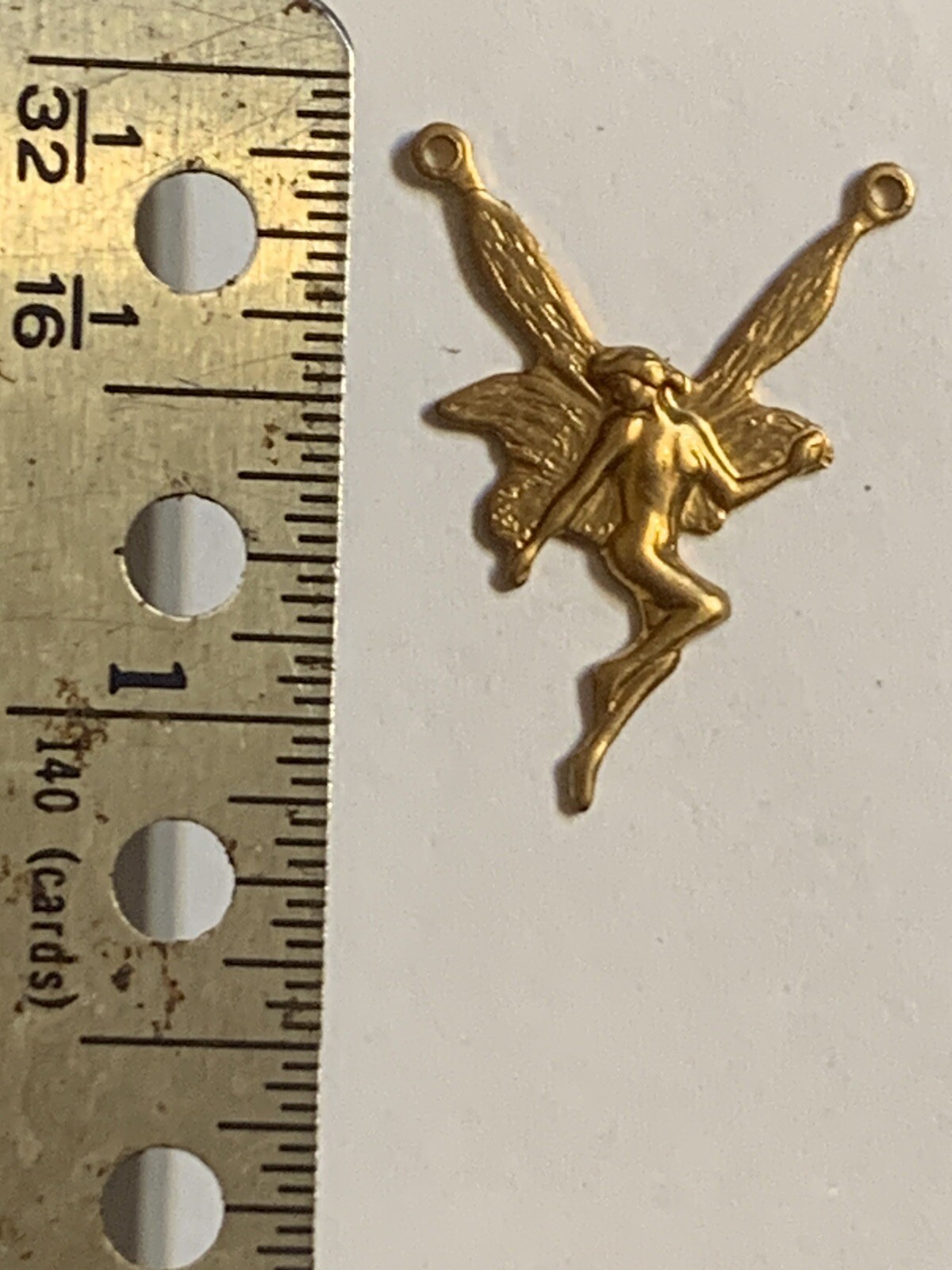15 Vintage Brass Stamping / Fairy Nymph Two Holes for Drop or Necklace