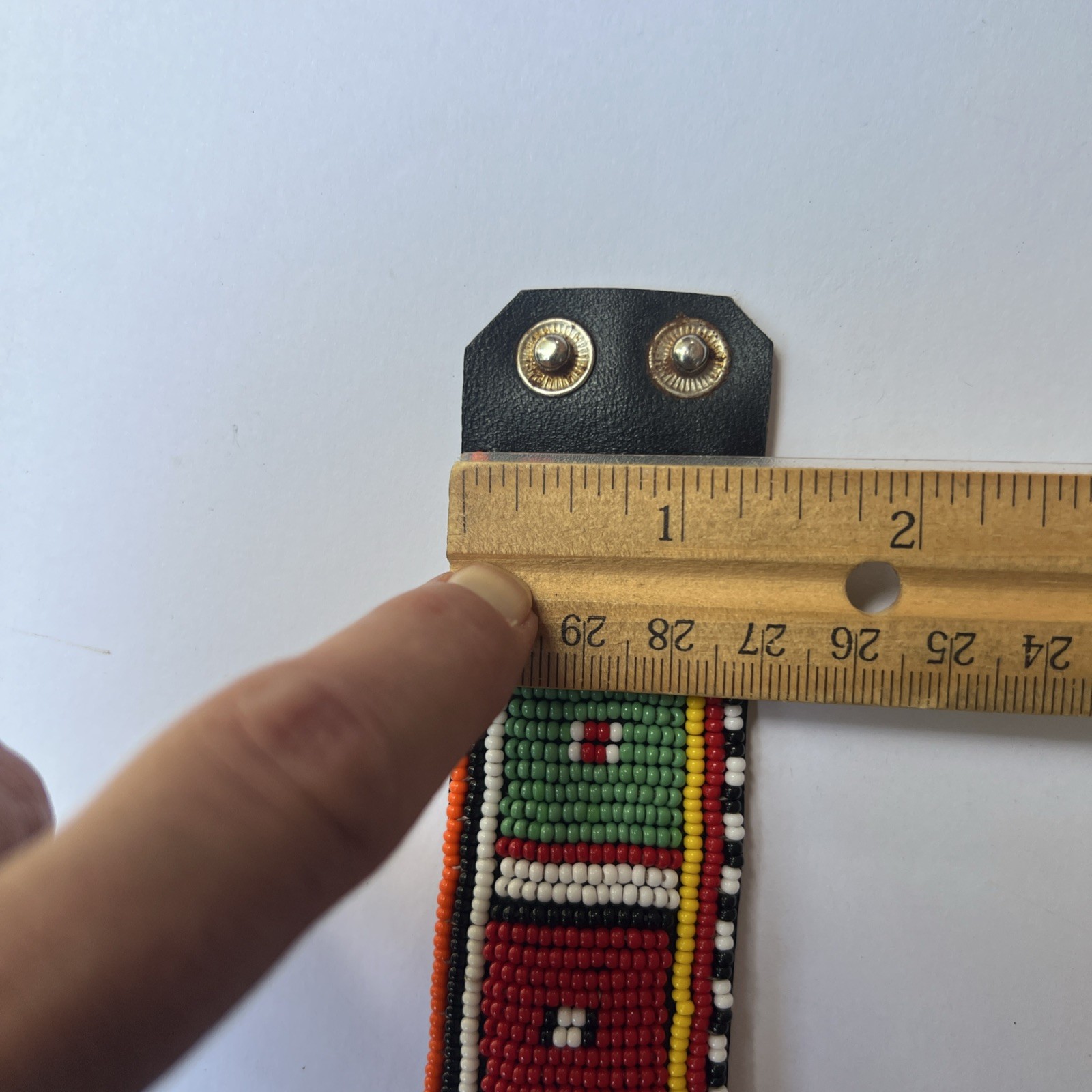 Maasai Seed Bead Leather Bracelet Cuff – Handmade Kenya Africa Snap Close EUC