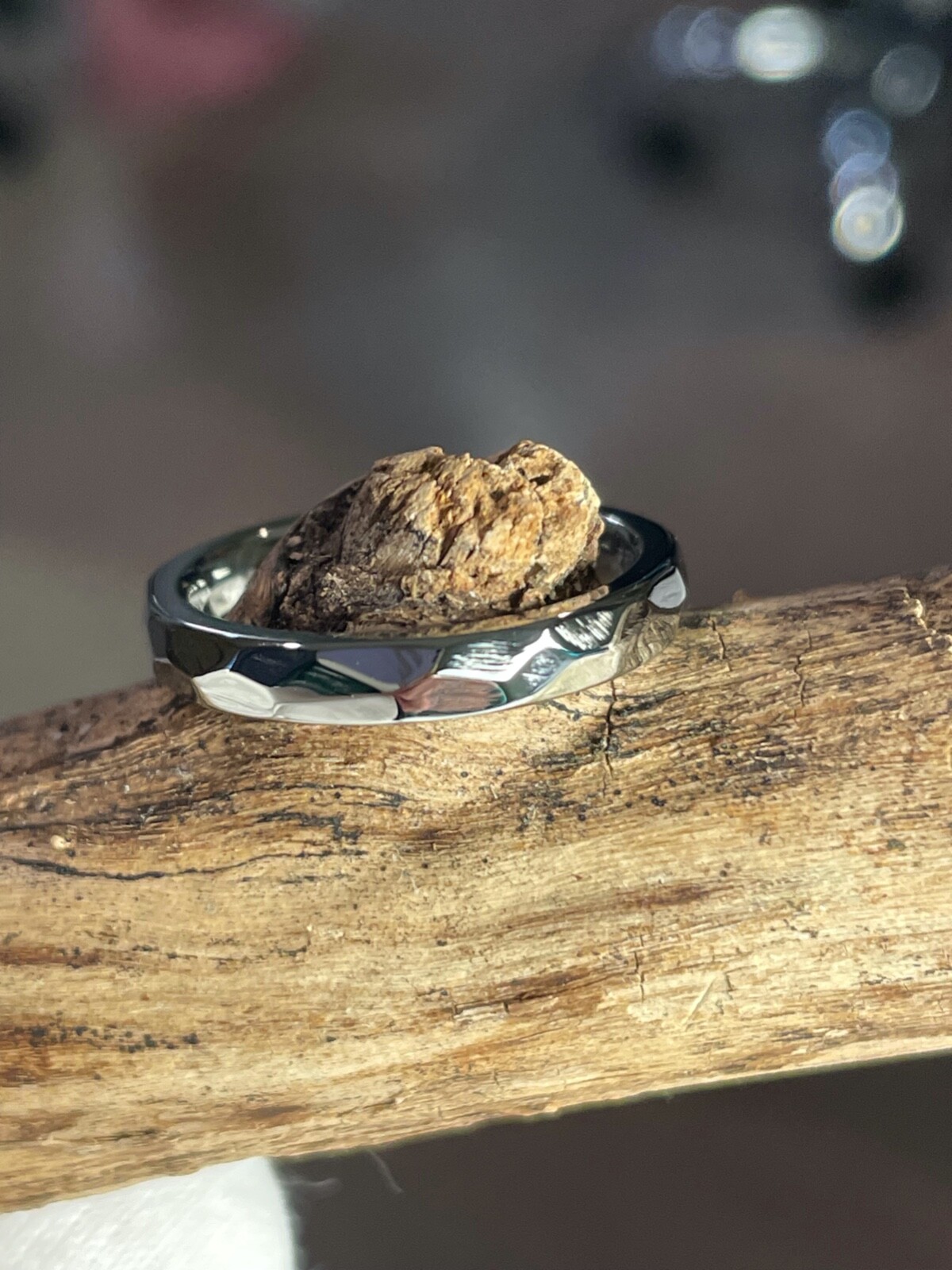 Ladies Titanium Band, 3mm Wide, Shiny Polished Facet Cut Ring